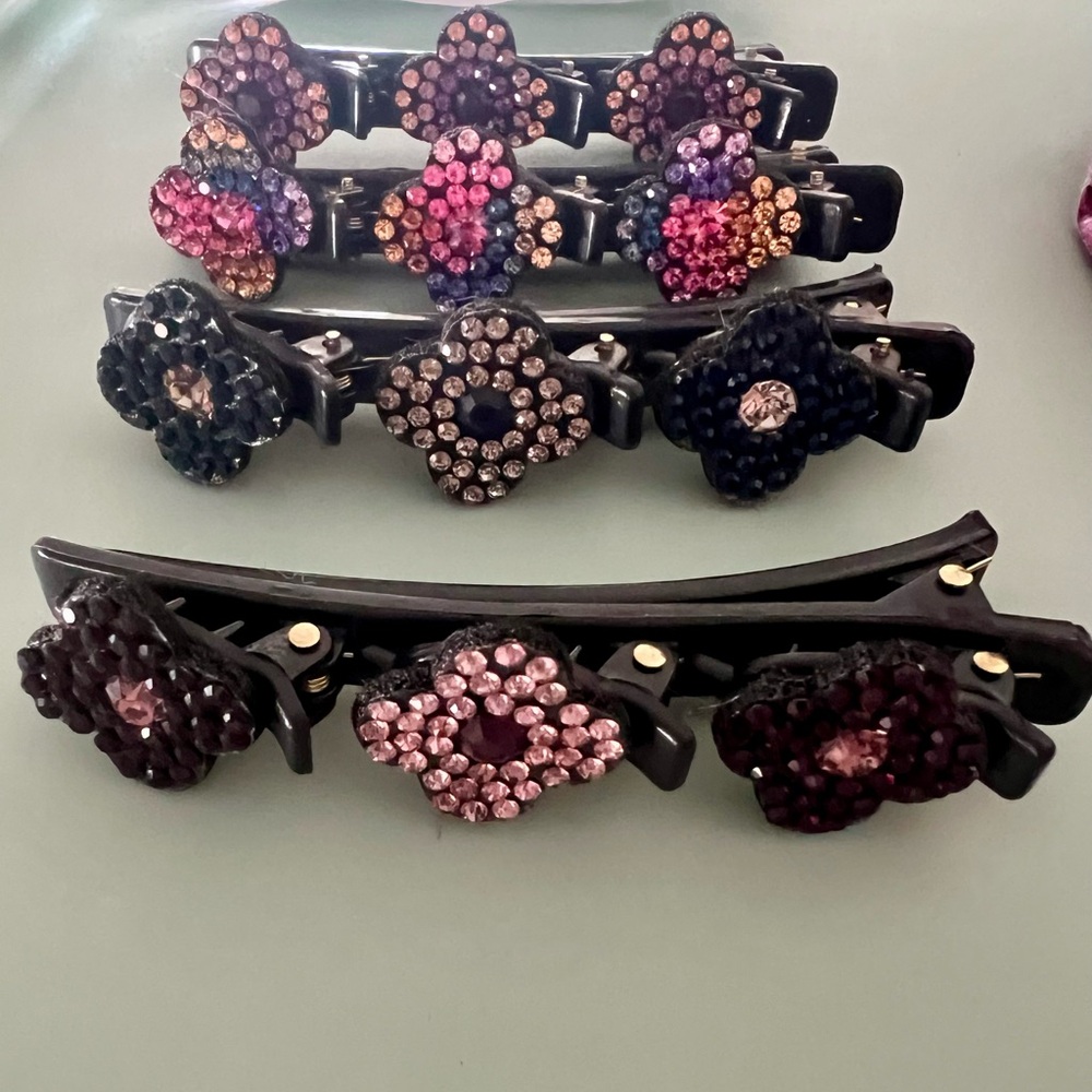 Floral Rhinestone Hair Clips (4-pack) - Picture 2 of 3